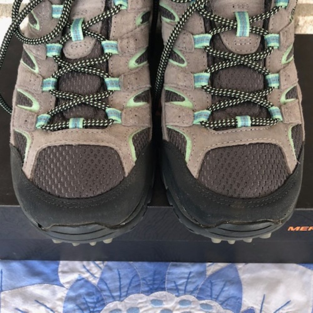 MERRELL MOAB 2 WATERPROOF HIKING SHOE DRIZZLE/MINT 7.5 W - Picture 6 of 14